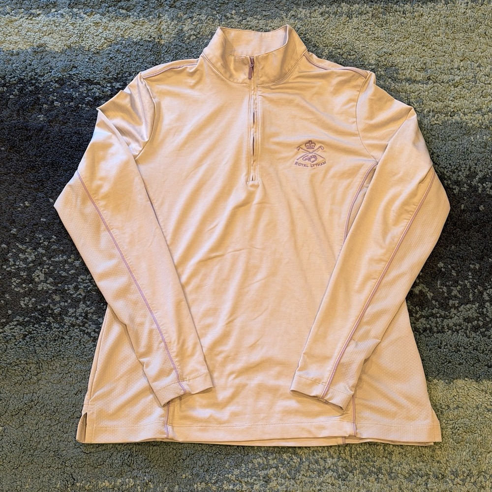 Peter Millar 1/4 Zip Pullover Gray Golf Performance Royal Lytham Logo Women's S